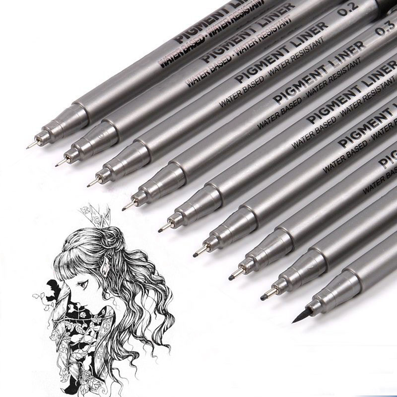 Calligraphy Pen Set - 9 pièces/ensemble Pigment Liner micron encre